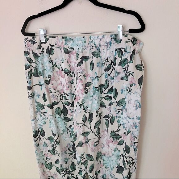 J.Jill Women’s Linen Stretch Floral Print Pull-On Straight Leg Pants Size Large - Picture 3 of 13